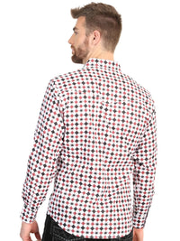 El General Men’s Long Sleeve Western Shirt - White/Red 45610 - OriginalWestern.com
