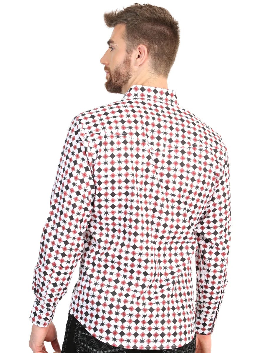 El General Men’s Long Sleeve Western Shirt - White/Red 45610 - OriginalWestern.com
