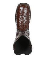El General Men's Ostrich Print Square Toe Soft Toe Work Boots – Brown - OriginalWestern.com