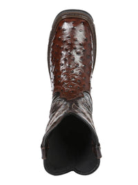 El General Men's Ostrich Print Square Toe Soft Toe Work Boots – Brown - OriginalWestern.com
