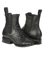 El General Men's Phyton Imitation Black Ankle Boots 45093 - OriginalWestern.com