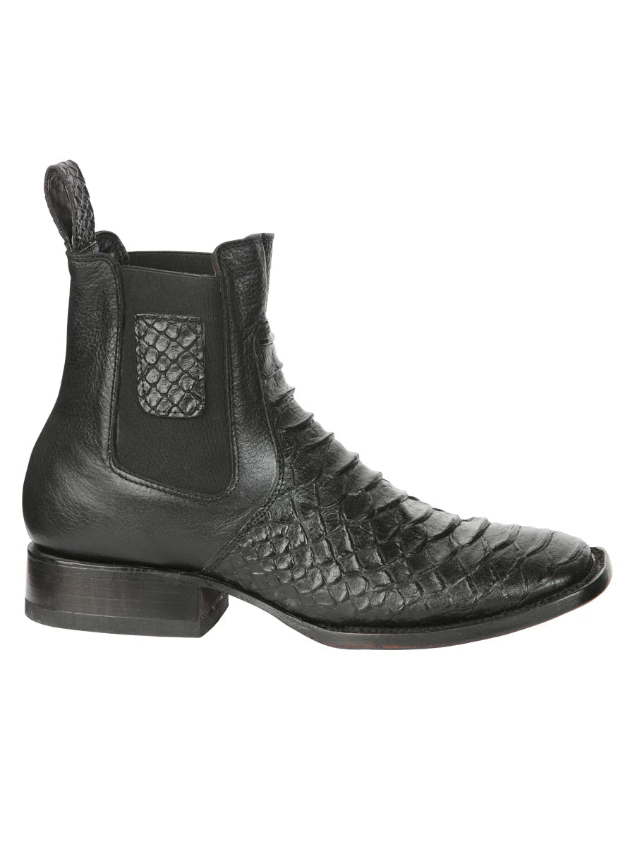 El General Men's Phyton Imitation Black Ankle Boots 45093 - OriginalWestern.com