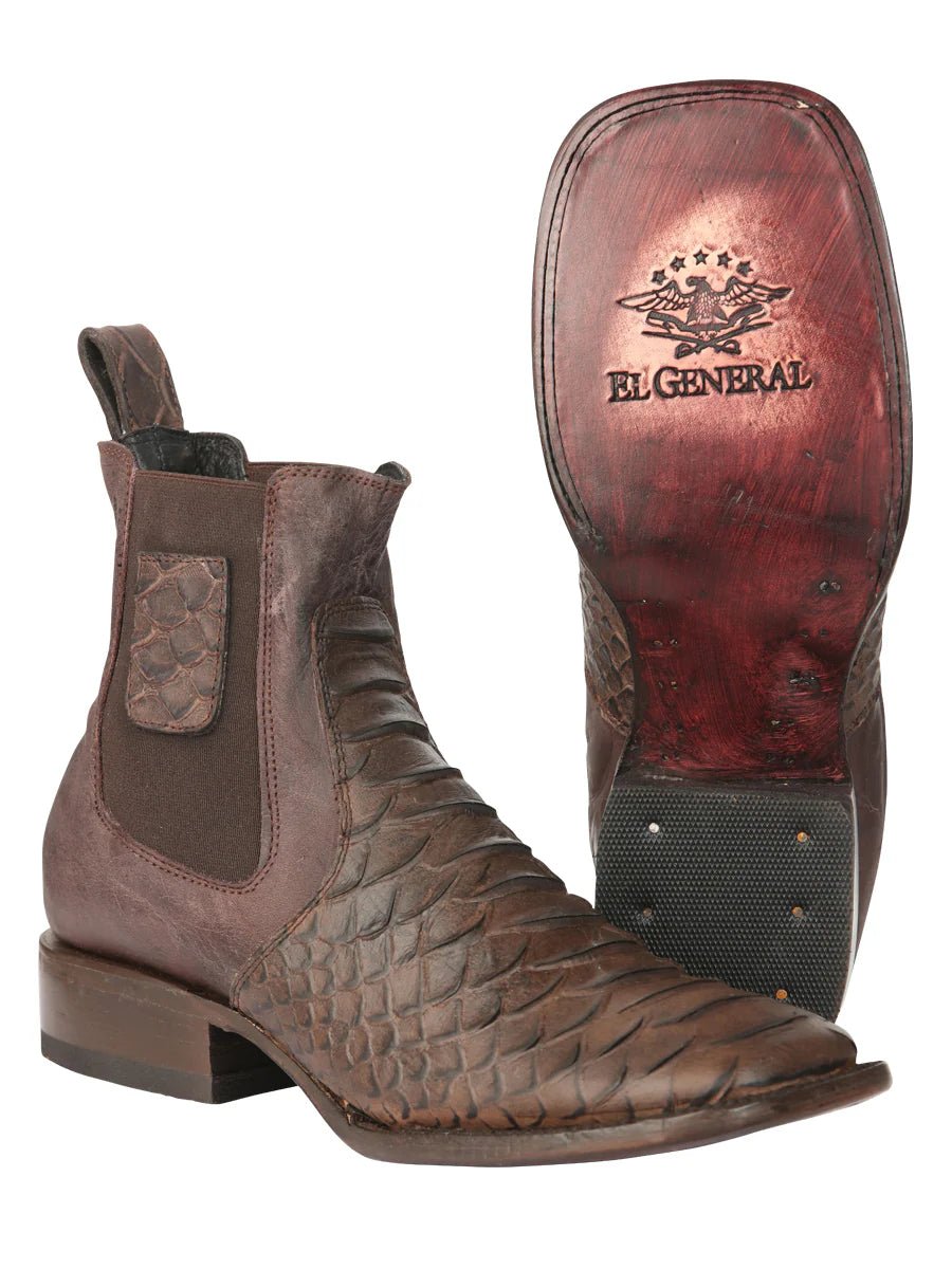 El General Men's Phyton Imitation Brown Ankle Boots 45092 - OriginalWestern.com