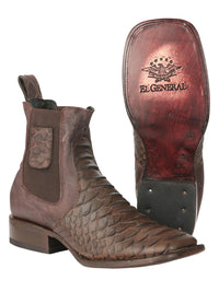 El General Men's Phyton Imitation Brown Ankle Boots 45092 - OriginalWestern.com