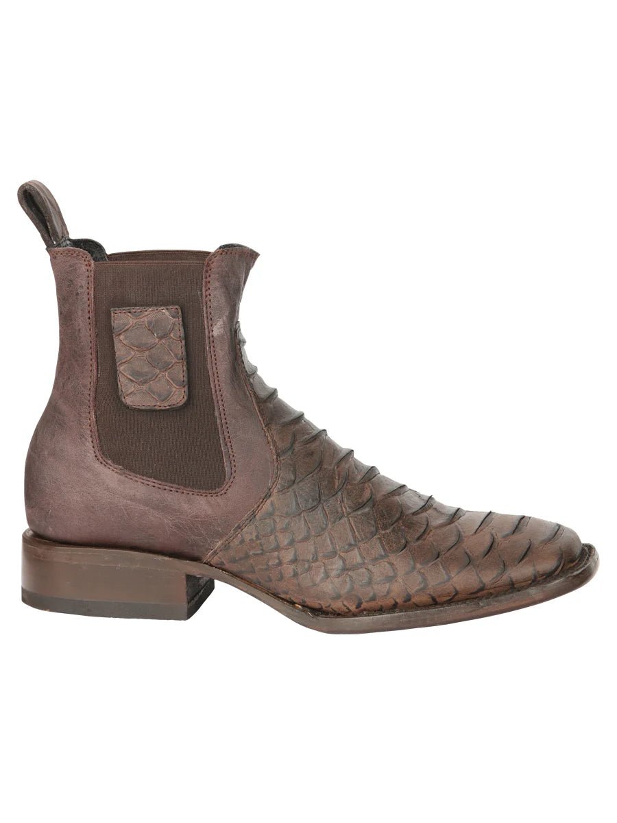 El General Men's Phyton Imitation Brown Ankle Boots 45092 - OriginalWestern.com