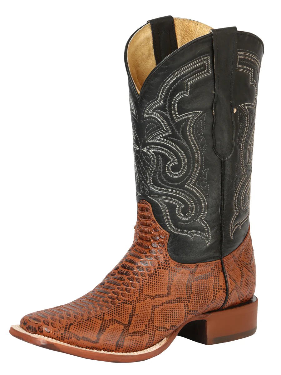 El General Men's Phyton Imitation Rodeo Boots–Cognac 45435 - OriginalWestern.com