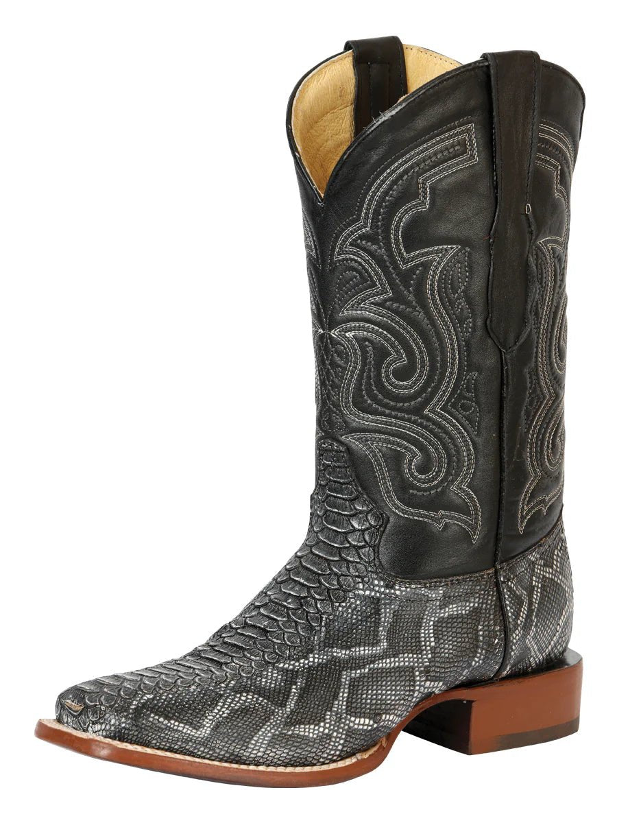 El General Men's Phyton Imitation Rodeo Boots–Gray 45432 - OriginalWestern.com