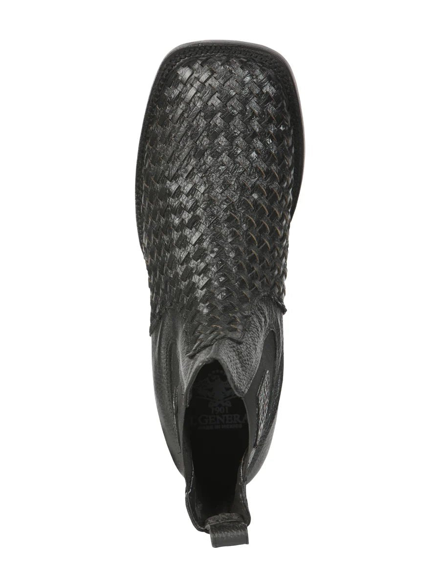 El General Men's Rodeo Black Petatillo Woven Ankle Boots 45181 - OriginalWestern.com