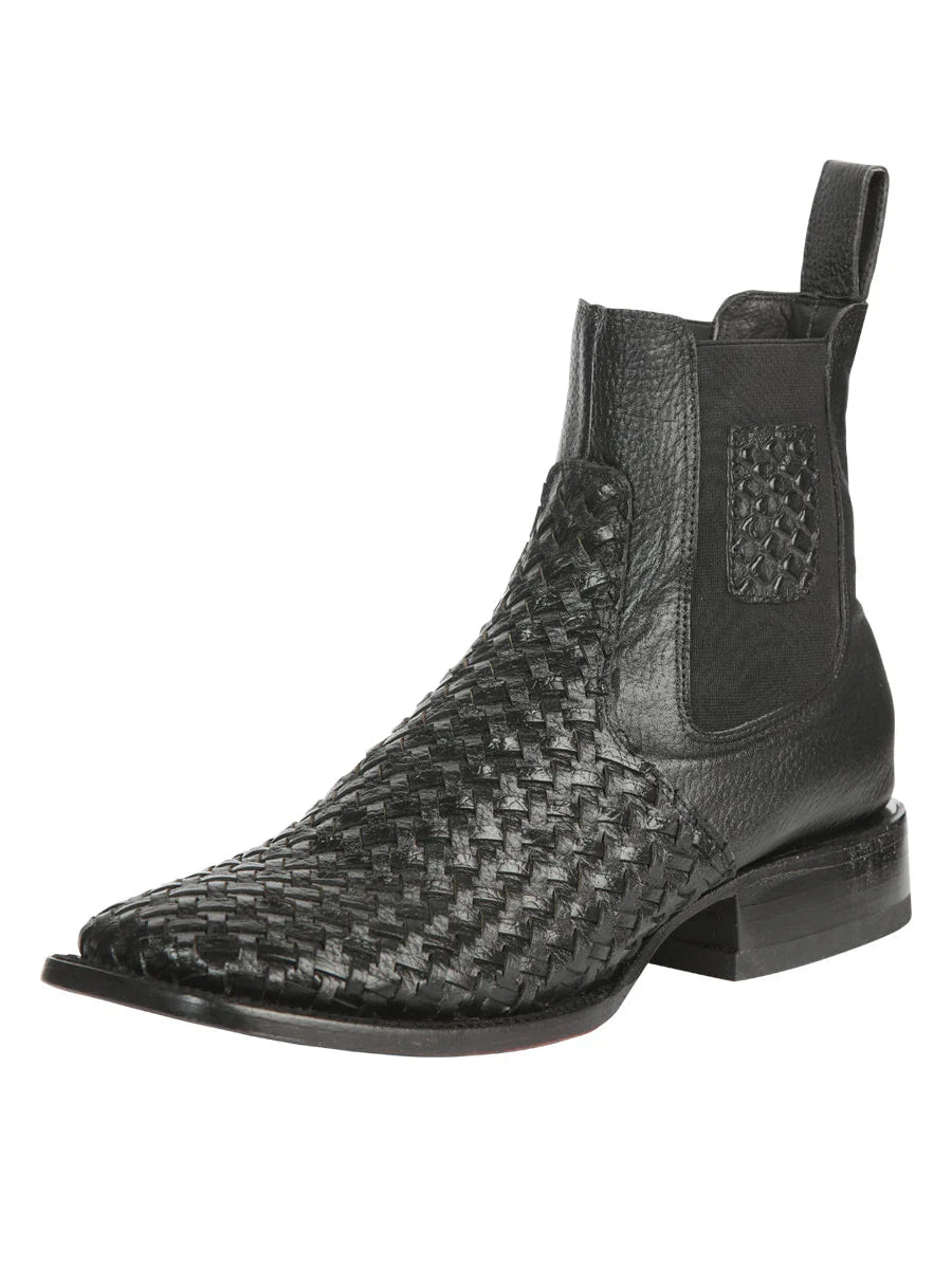 El General Men's Rodeo Black Petatillo Woven Ankle Boots 45181 - OriginalWestern.com