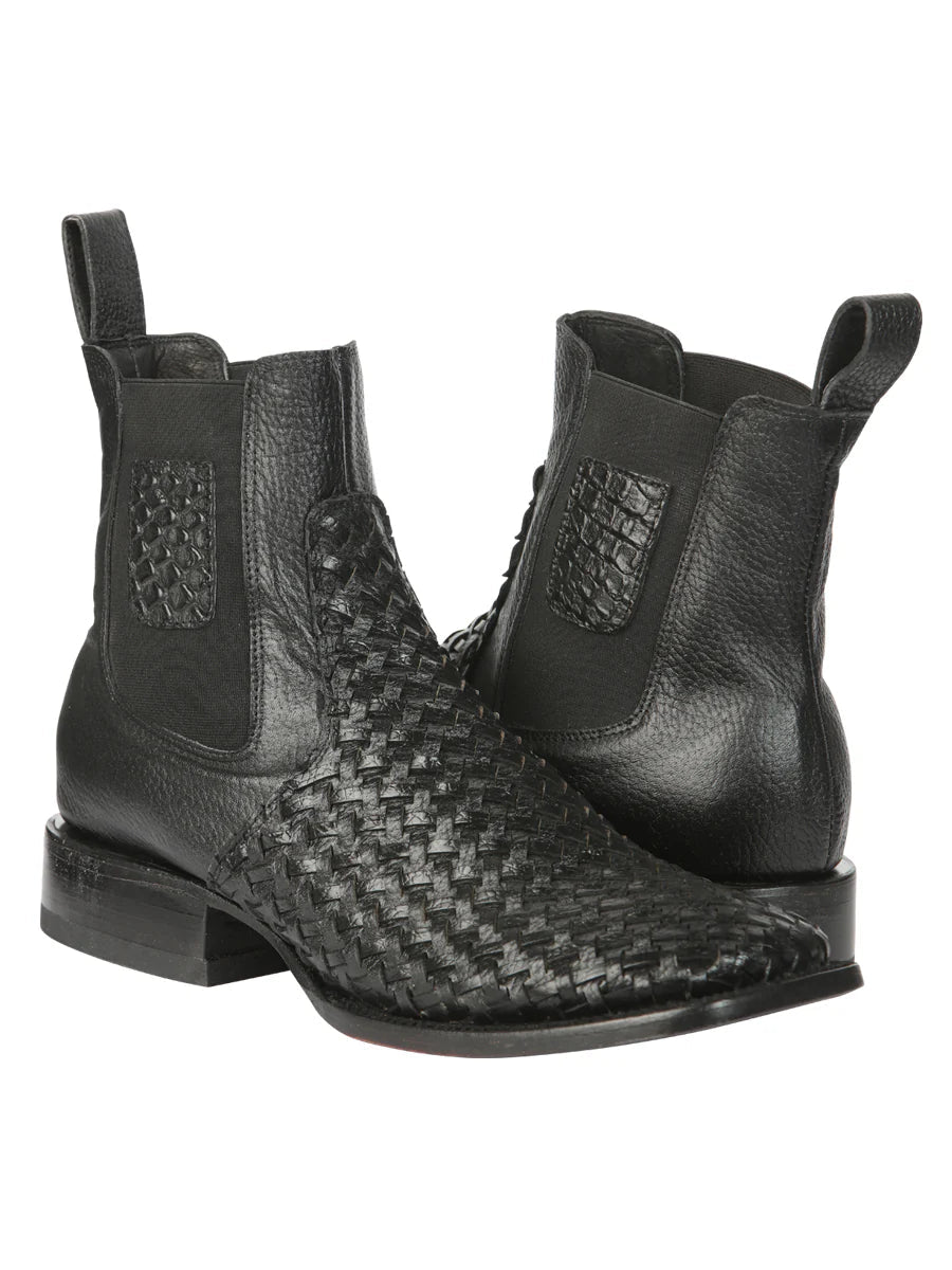 El General Men's Rodeo Black Petatillo Woven Ankle Boots 45181 - OriginalWestern.com