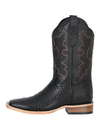 El General Men's Rodeo Boot–Embossed Woven Leather–Black 41790 - OriginalWestern.com