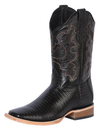 El General Men's Rodeo Boot–Embossed Woven Leather–Black 41790 - OriginalWestern.com