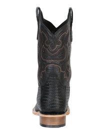 El General Men's Rodeo Boot–Embossed Woven Leather–Black 41790 - OriginalWestern.com