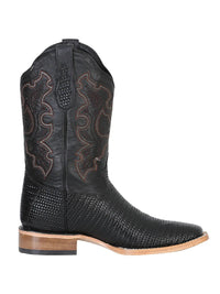 El General Men's Rodeo Boot–Embossed Woven Leather–Black 41790 - OriginalWestern.com