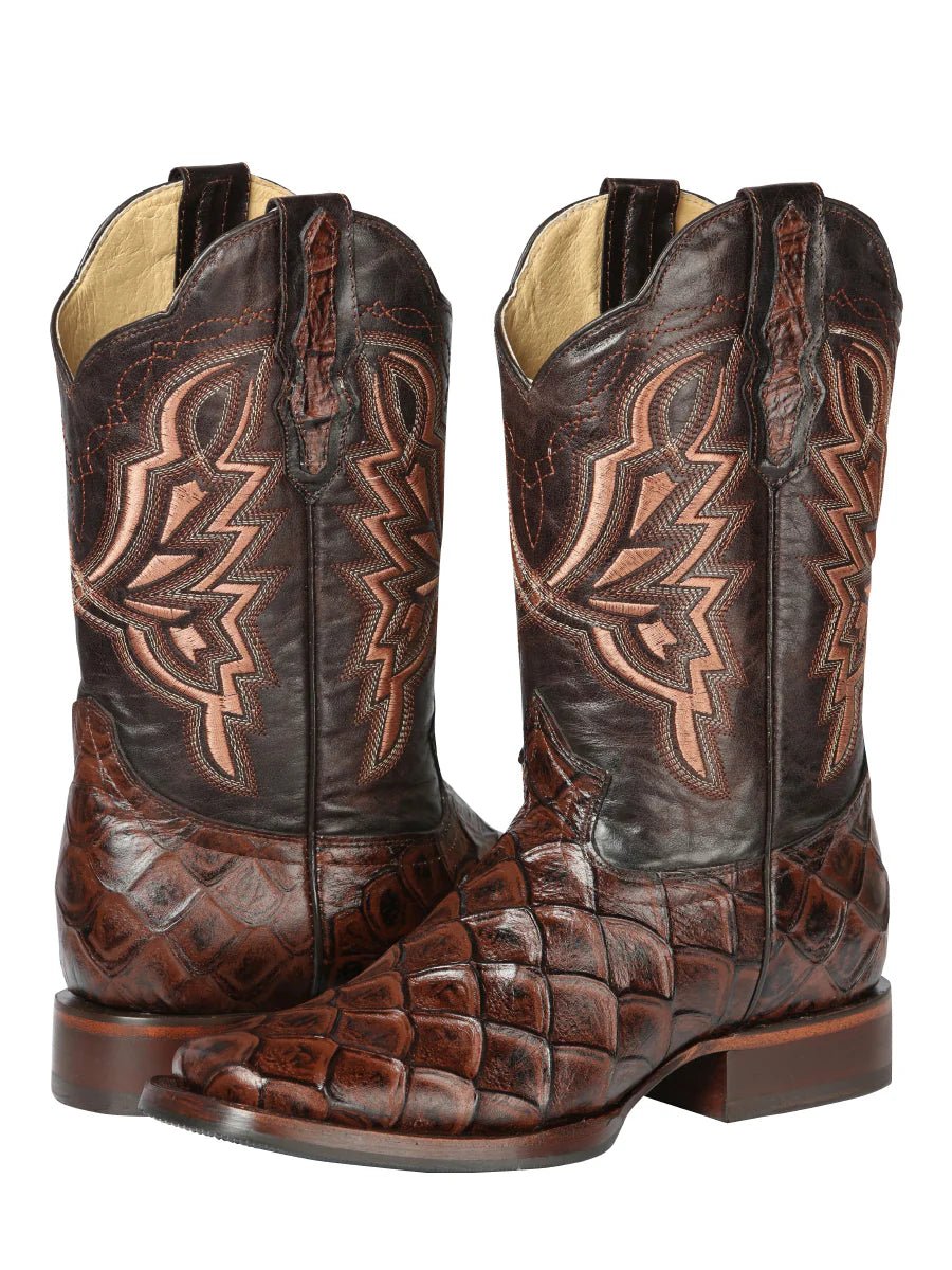 El General Men's Rodeo Boot–Imit Pirarucu–Brown 44664 - OriginalWestern.com