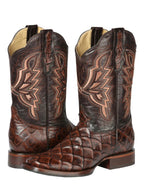 El General Men's Rodeo Boot–Imit Pirarucu–Brown 44664 - OriginalWestern.com