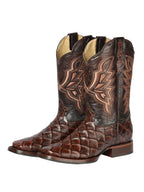 El General Men's Rodeo Boot–Imit Pirarucu–Brown 44664 - OriginalWestern.com
