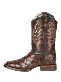 El General Men's Rodeo Boot–Imit Pirarucu–Brown 44664 - OriginalWestern.com