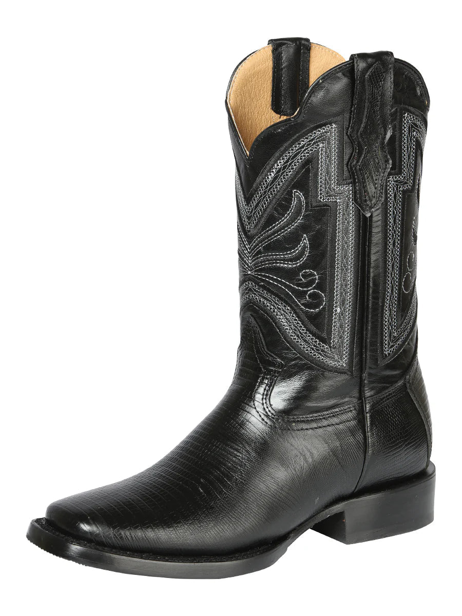 El General Men's Rodeo Boot–Imitation Lizard Black 44666 - OriginalWestern.com