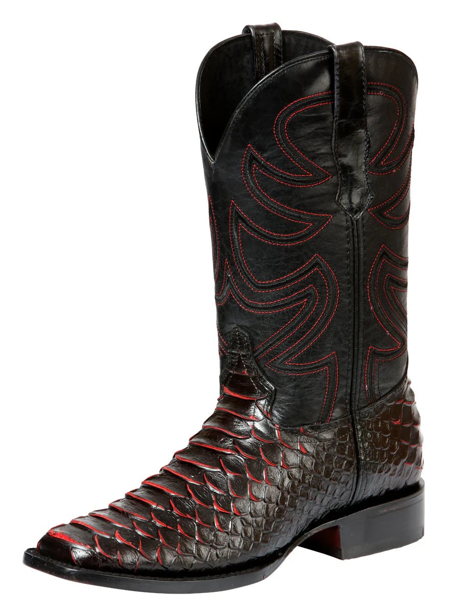 El General Men's Rodeo Boot Imitation Phyton–Black/Red 45565 - OriginalWestern.com