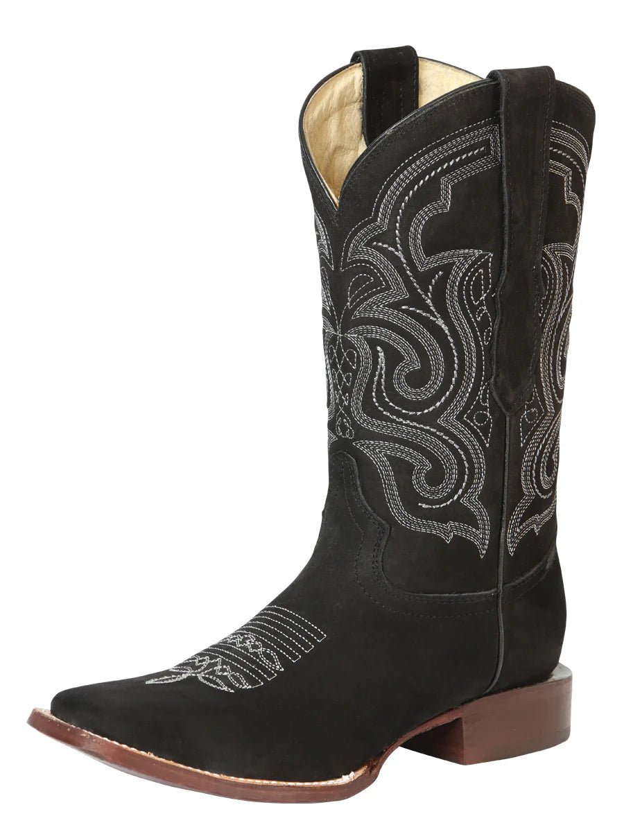 El General Men's Rodeo Boot–Nobuck Leather–Black 45205 - OriginalWestern.com