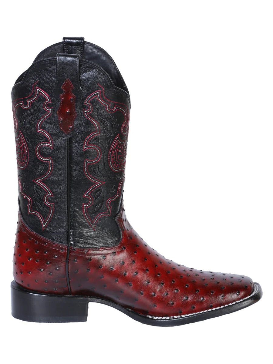 El General Men's Rodeo Boot–Printed Ostrich Burgundy 41901 - OriginalWestern.com