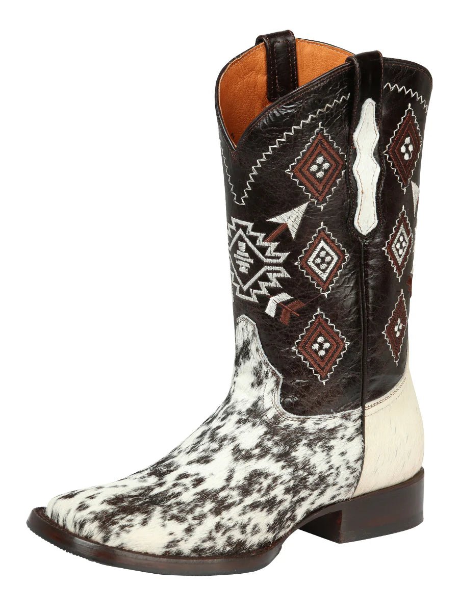 El General Men's Rodeo Boot–White & Brown Crazy Cowhide Leather 44862 - OriginalWestern.com