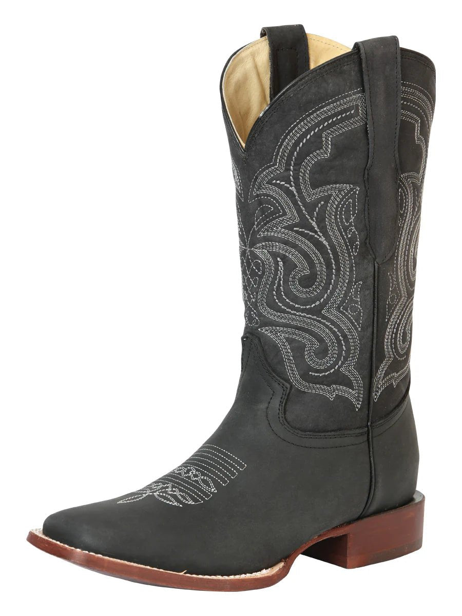 El General Men's Rodeo Boots–Crazy Leather–Black 45207 - OriginalWestern.com