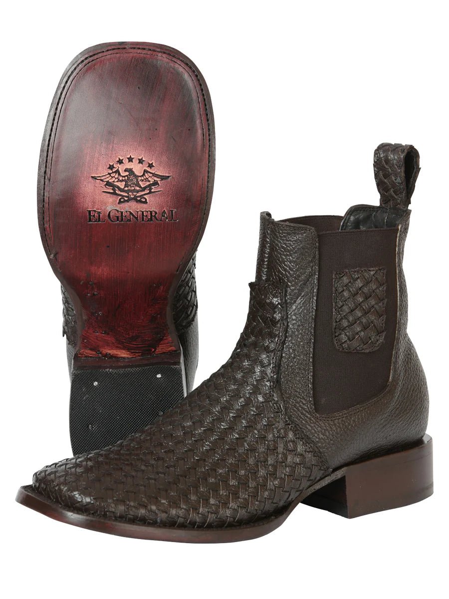El General Men's Rodeo Brown Petatillo Woven Ankle Boots 45177 - OriginalWestern.com