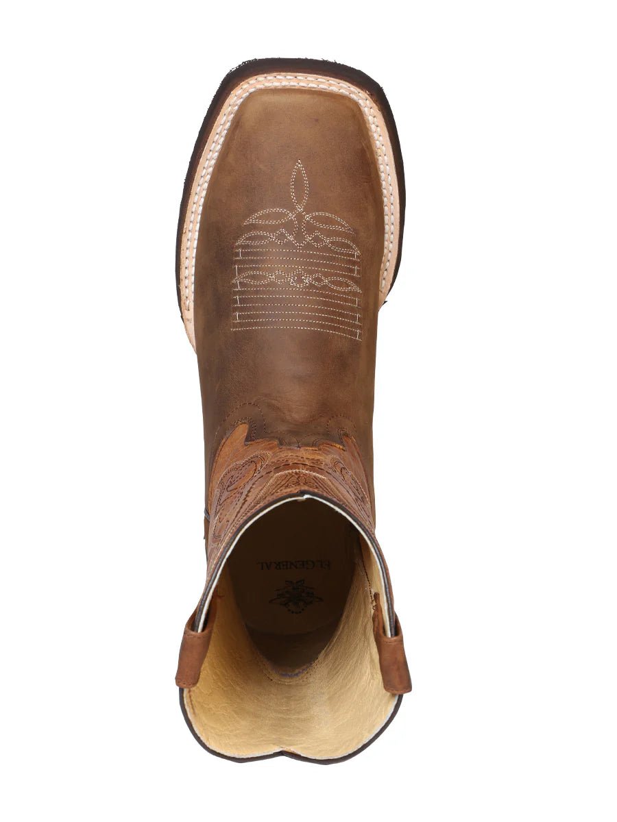 El General Men's Square Toe Cowboy Boot–Crazy Tan 43011 - OriginalWestern.com