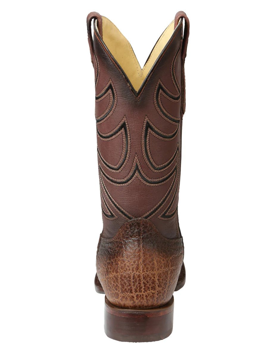 El General Men's Square Toe Cowboy Boot Elephant Print Brown Tobacco 45665 - OriginalWestern.com