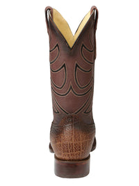 El General Men's Square Toe Cowboy Boot Elephant Print Brown Tobacco 45665 - OriginalWestern.com