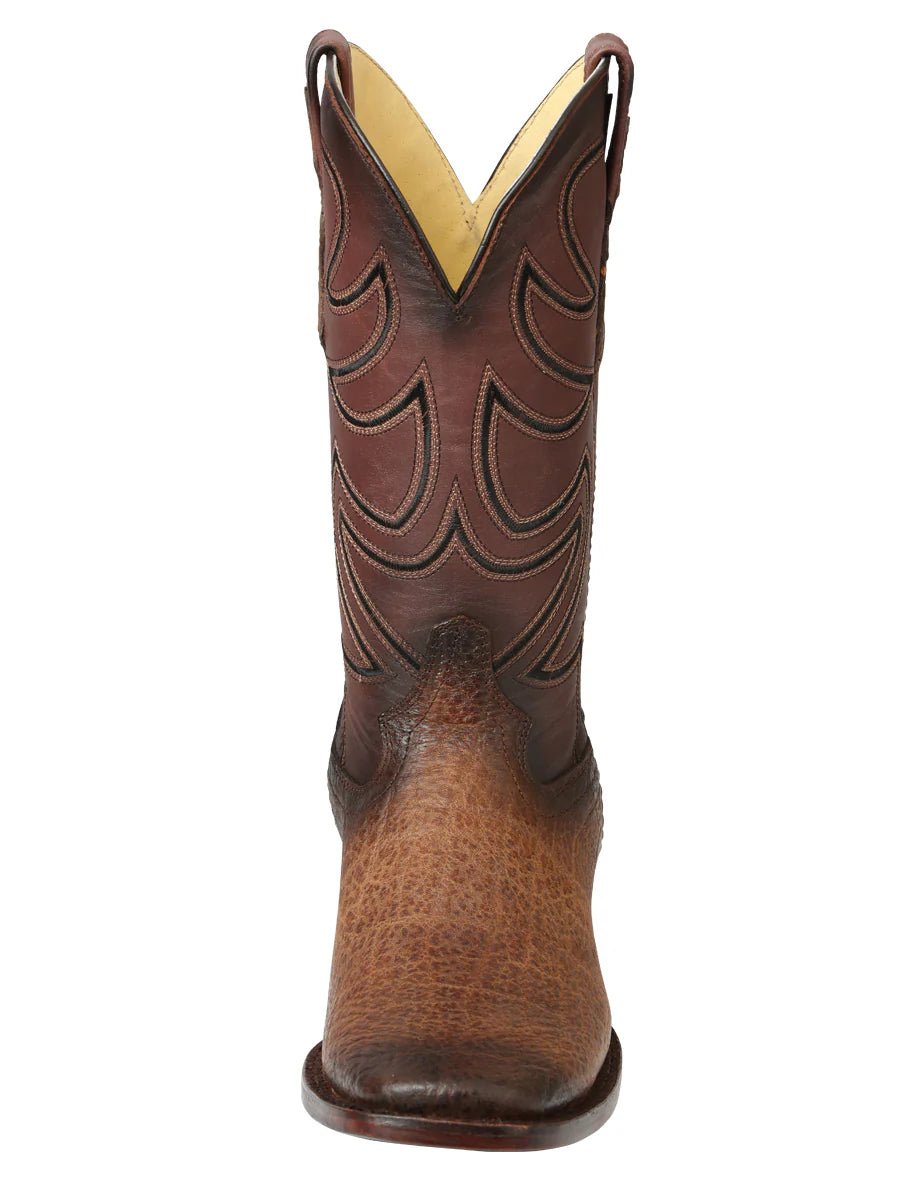 El General Men's Square Toe Cowboy Boot Elephant Print Brown Tobacco 45665 - OriginalWestern.com