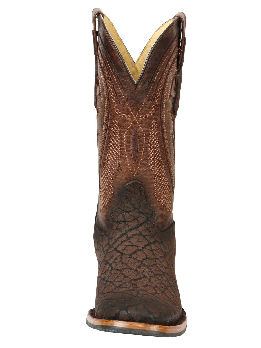 El General Men's Square Toe Cowboy Boot–Imitation Bull Neck Brown 45668 - OriginalWestern.com