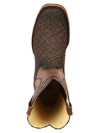 El General Men's Square Toe Cowboy Boot–Imitation Bull Neck Brown 45668 - OriginalWestern.com