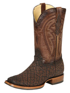 El General Men's Square Toe Cowboy Boot–Imitation Bull Neck Brown 45668 - OriginalWestern.com