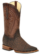 El General Men's Square Toe Cowboy Boot–Imitation Bull Neck Brown 45668 - OriginalWestern.com