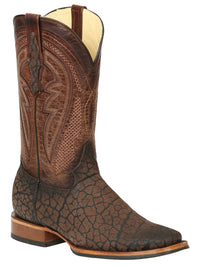 El General Men's Square Toe Cowboy Boot–Imitation Bull Neck Brown 45668 - OriginalWestern.com