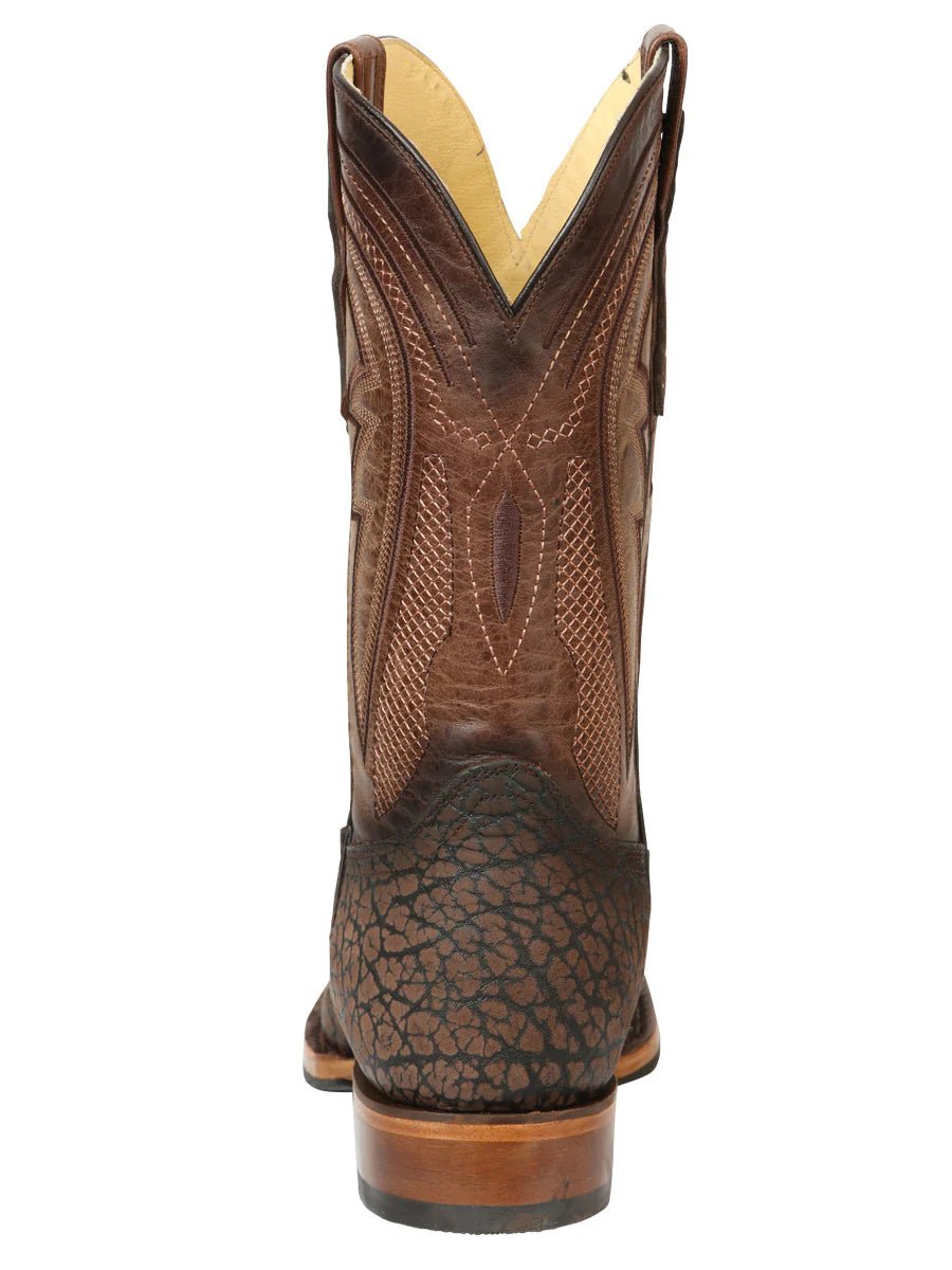 El General Men's Square Toe Cowboy Boot–Imitation Bull Neck Brown 45668 - OriginalWestern.com