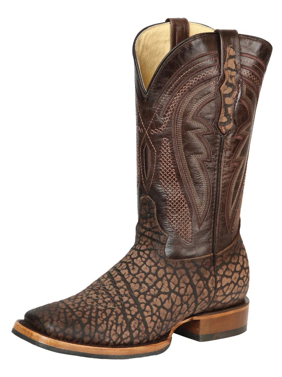 El General Men's Square Toe Cowboy Boot–Imitation Bull Neck Sand 45667 - OriginalWestern.com