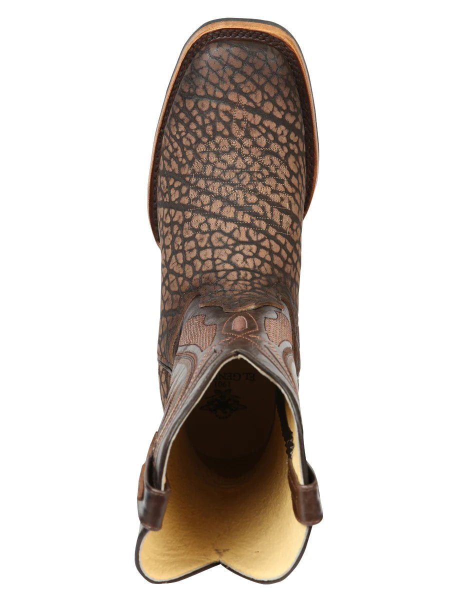 El General Men's Square Toe Cowboy Boot–Imitation Bull Neck Sand 45667 - OriginalWestern.com