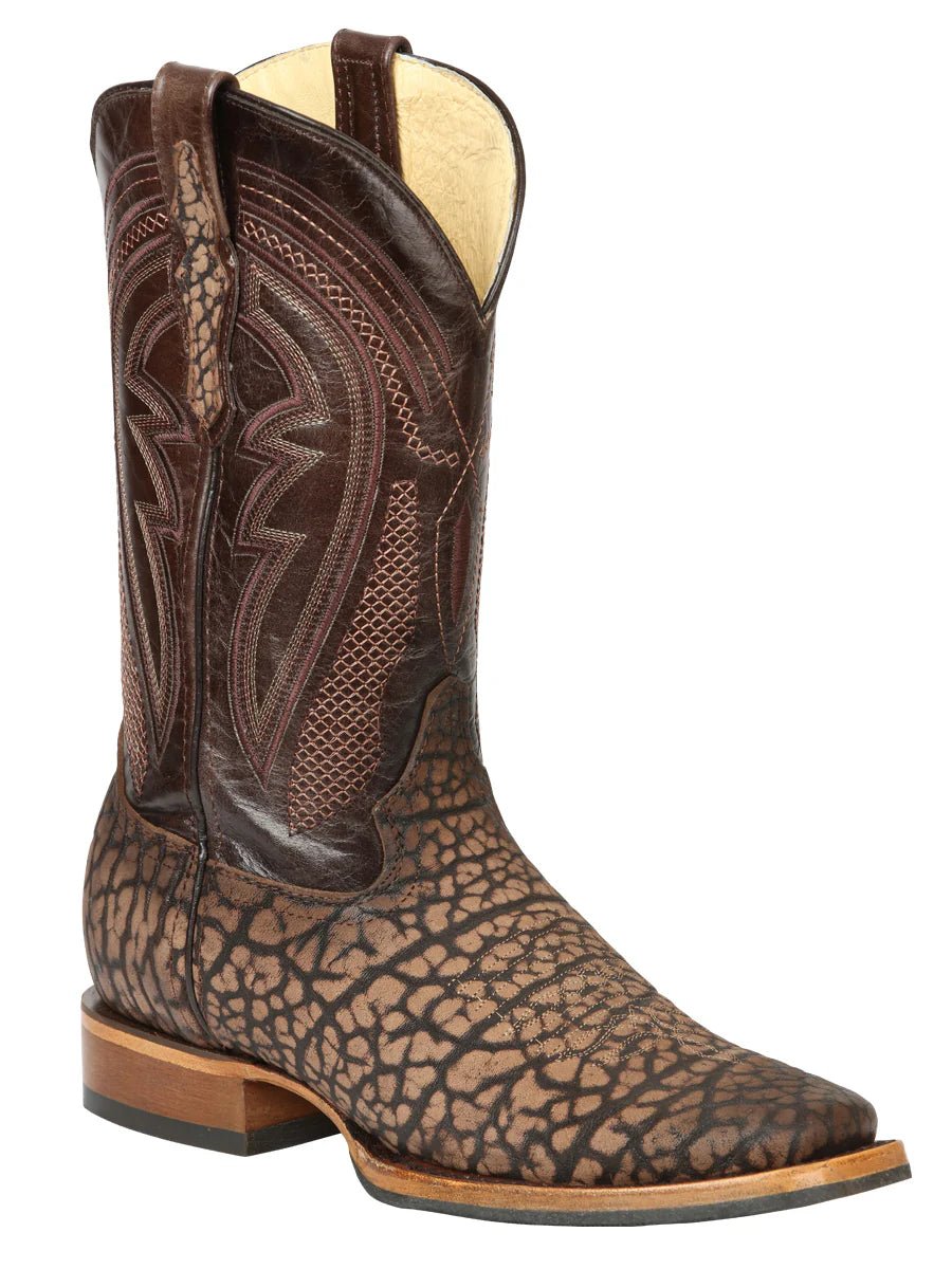 El General Men's Square Toe Cowboy Boot–Imitation Bull Neck Sand 45667 - OriginalWestern.com