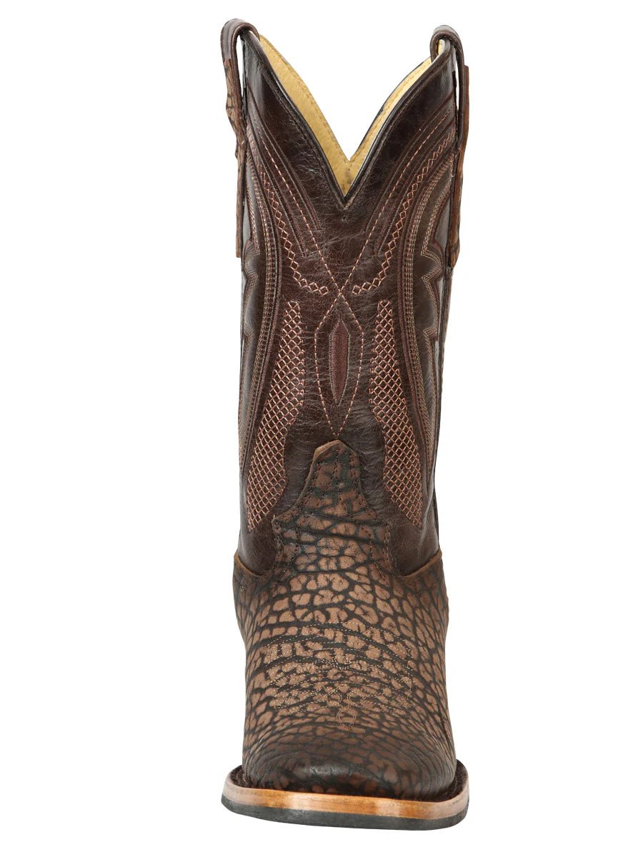 El General Men's Square Toe Cowboy Boot–Imitation Bull Neck Sand 45667 - OriginalWestern.com