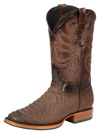 El General Men's Square Toe Cowboy Boot–Imitation Phyton Brown 45562 - OriginalWestern.com
