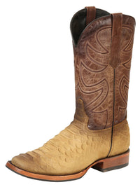 El General Men's Square Toe Cowboy Boot–Imitation Phyton–Honey 45563 - OriginalWestern.com
