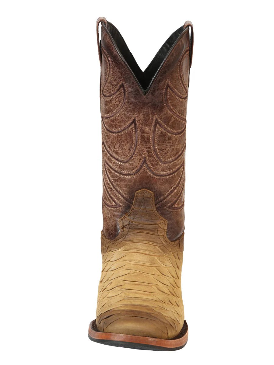 El General Men's Square Toe Cowboy Boot–Imitation Phyton–Honey 45563 - OriginalWestern.com