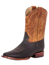 El General Men's Square Toe Leather Cowboy Boot–Crazy–Dark Brown 42996 - OriginalWestern.com