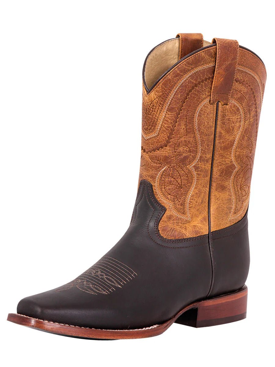 El General Men's Square Toe Leather Cowboy Boot–Crazy–Dark Brown 42996 - OriginalWestern.com