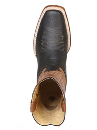 El General Men's Square Toe Leather Cowboy Boot–Crazy–Dark Brown 42996 - OriginalWestern.com