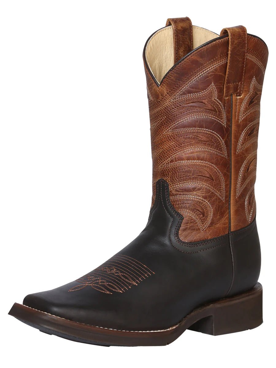 El General Men's Square Toe Leather Cowboy Boot–Crazy Dark Brown 43000 - OriginalWestern.com